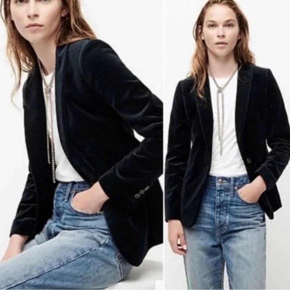 J. Crew Factory Black Velvet Schoolboy Blazer sz 0